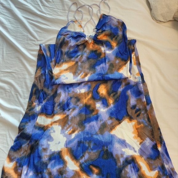 Zara Blue/white/orange Midi dress - Picture 4 of 6